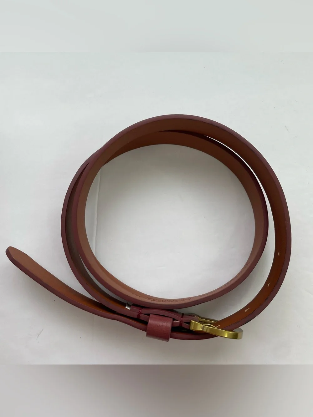 Women's Deep Berry Vegan Leather Belt with‎ Gold-Tone Buckle